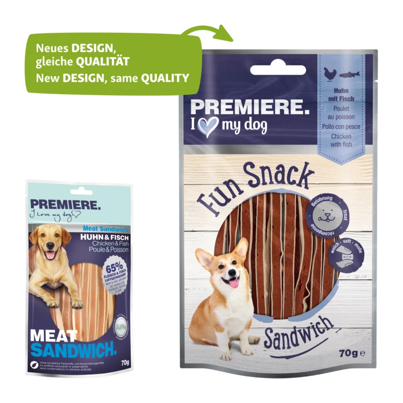 fressnapf PREMIERE Fun Snack Sandwich Huhn mit Fisch 70 g Vatertagsangebot
