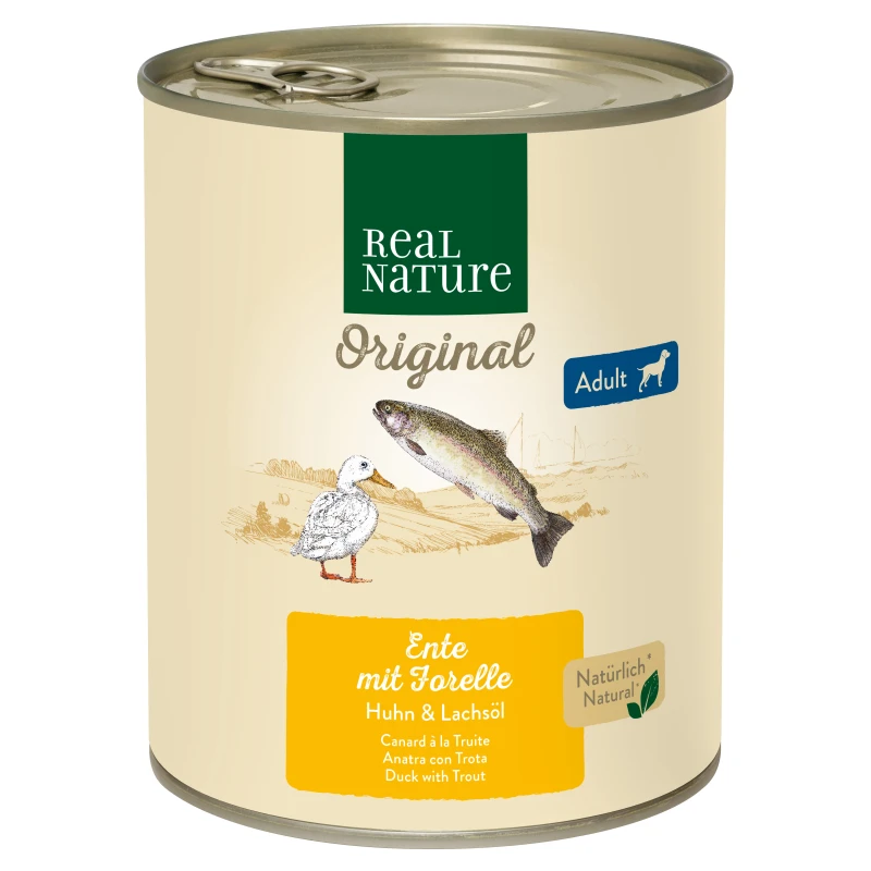 fressnapf REAL NATURE Original Nassfutter für Hunde Adult Ente mit Forelle 6x800 g Günstig kaufen