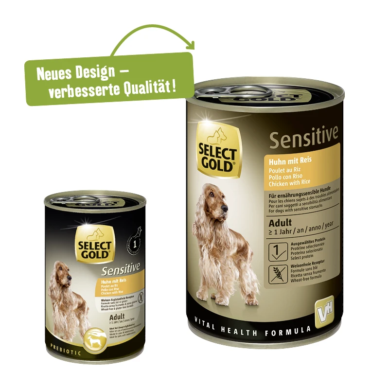 fressnapf SELECT GOLD Nassfutter Hund Sensitive Adult Huhn mit Reis 6x400 g Versandkostenfrei