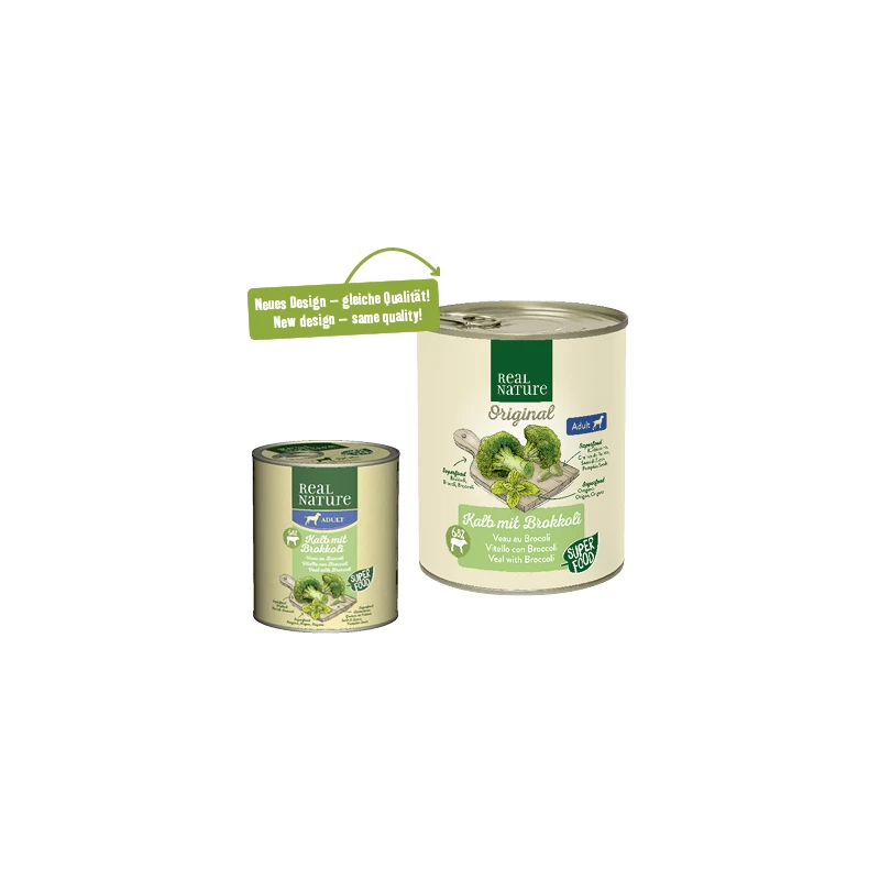 fressnapf REAL NATURE Original Superfood Nassfutter für Hunde Adult Kalb mit Brokkoli 6x800 g Neuheiten