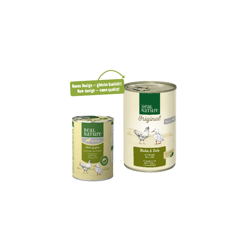 fressnapf REAL NATURE Original Nassfutter für Hunde Senior Huhn & Ente 6x400 g Räumungsverkauf
