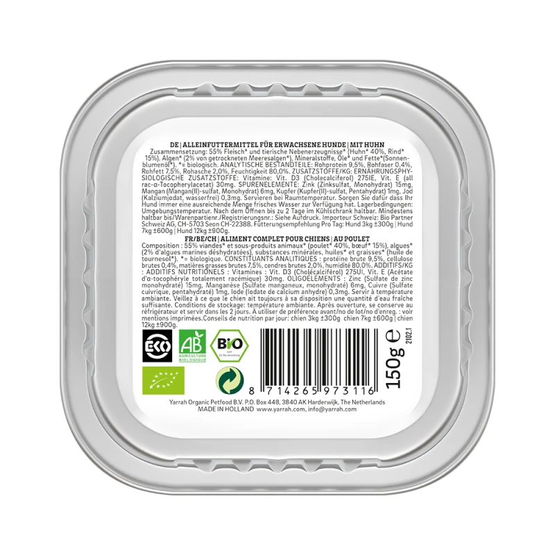 fressnapf Yarrah Bio Nassfutter Adult Pastete 12x150 g Huhn mit Meeresalgen Saisonale Angebote