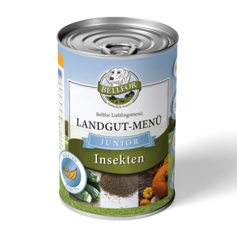 fressnapf Bellfor Hundefutter Nass mit Insekten für Welpen - Landgut-Menü Junior - 6x400g Kauf eins, bekomm eins gratis