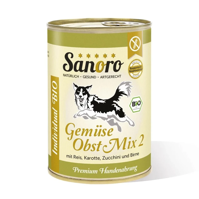 fressnapf Sanoro BIO Gemüse-Obst-Mix 2 mit Bio-Reis 12x400g