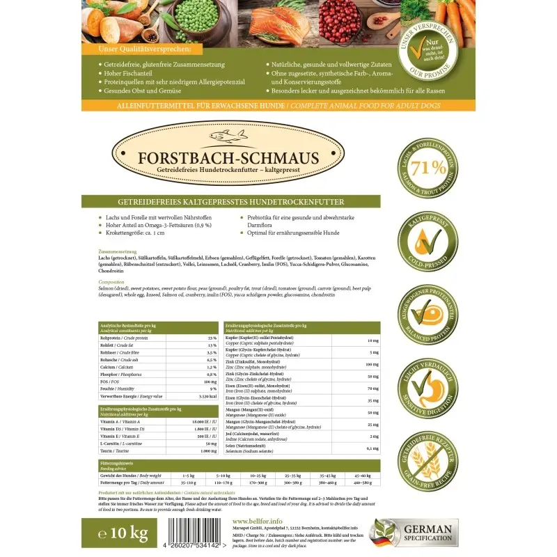 fressnapf Bellfor Trockenfutter für Hunde mit Lachs und Forelle Forstbach-Schmaus - 10 kg Bis zu 60% Rabatt