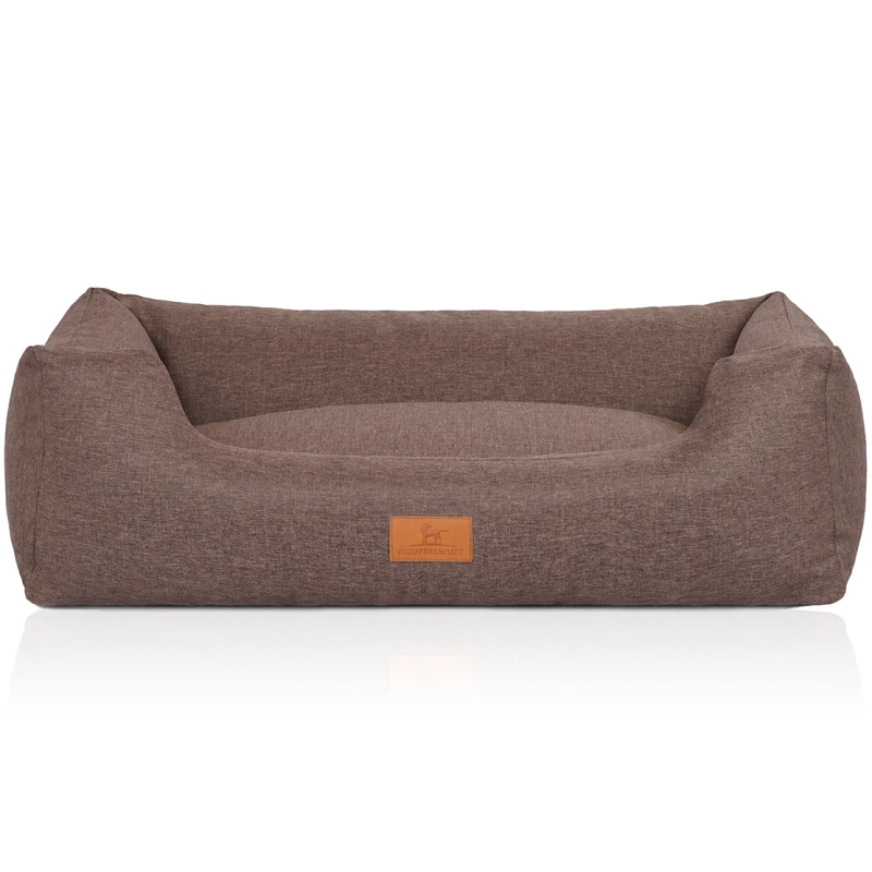 fressnapf Knuffelwuff Hundebett Lotte aus Velours mit feinem Handwebcharakter braun/ grau M-L Super Sparpreis