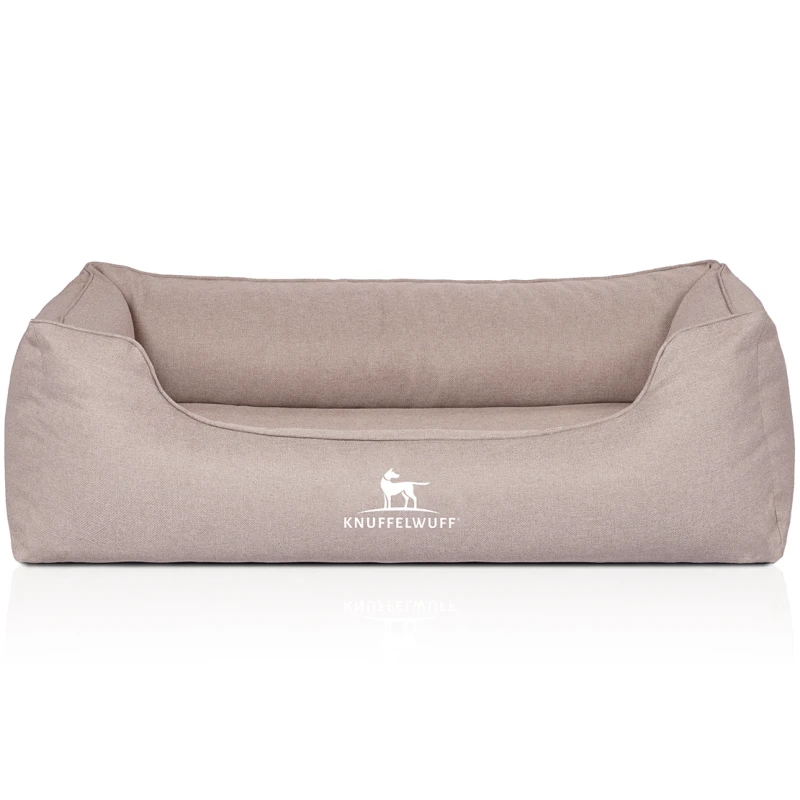 fressnapf Knuffelwuff Orthopädisches Hundebett Luisa aus Velours mit feinem Handwebcharakter Sunshine Edition beige M-L Fabrikladen