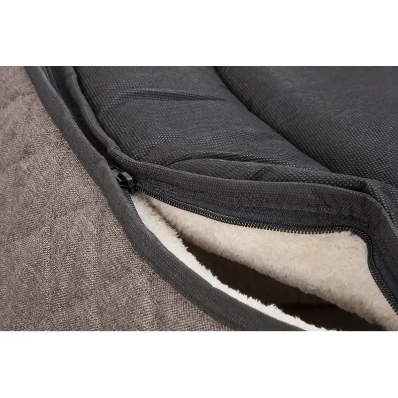 fressnapf Knuffelwuff Orthopädisches Hundebett Lena aus Velours und Kunstleder mit hohem Schaumstoffrand braun/ beige M-L 2025