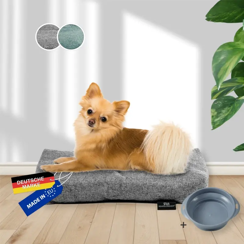 fressnapf Rohrschneider ® Hundebett mit Anti-Rutsch-Boden strapazierfähiges Kissen für Hunde und Katzen B47 x T30 x H7 cm inkl. Gratis-Wassernapf Black Friday