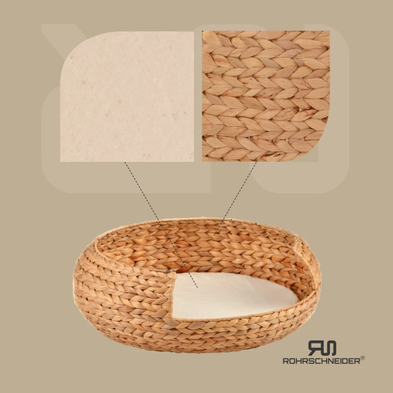 fressnapf Rohrschneider ® runder Hundekorb aus geflochtener Wasserhyazinthe Hundesofa für kleine mittelgroße und große Hunde Neueste Mode