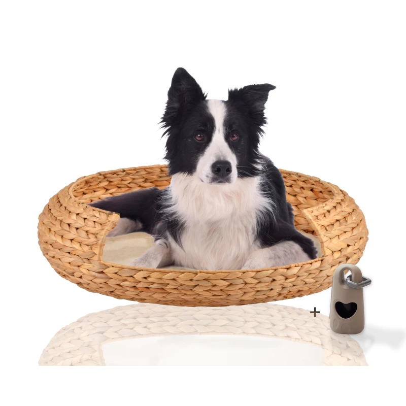 fressnapf Rohrschneider ® runder Hundekorb aus geflochtener Wasserhyazinthe Hundesofa für kleine mittelgroße und große Hunde