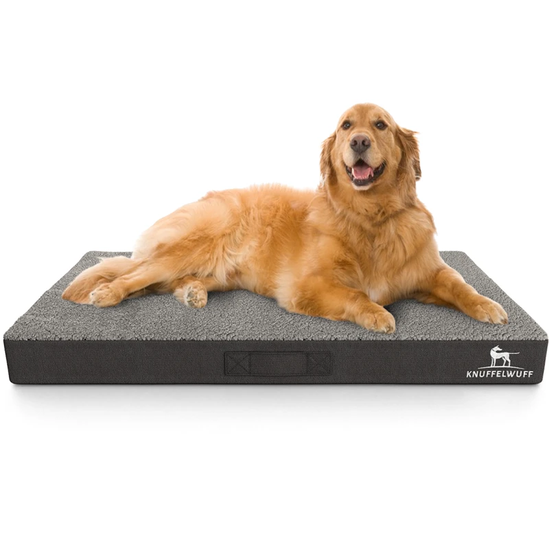 fressnapf Knuffelwuff orthopädische Hundematte Ellenie aus Teddymaterial und Velours grau L Vatertagsangebot