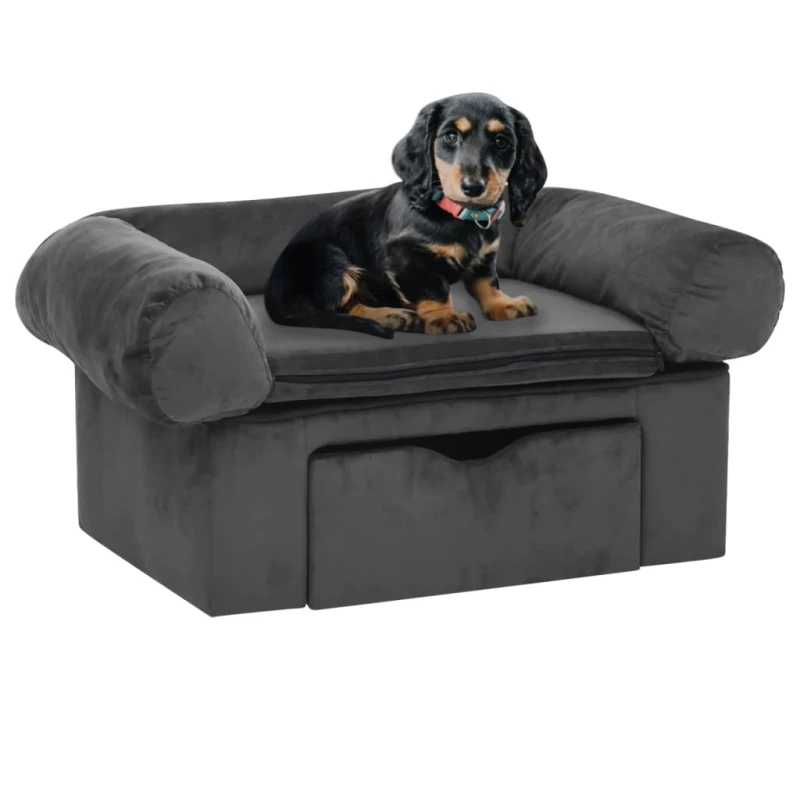 fressnapf VidaXL Hundesofa Plüsch mit Schublade 75x50x38cm dunkelgrau Bis zu 65% Rabatt