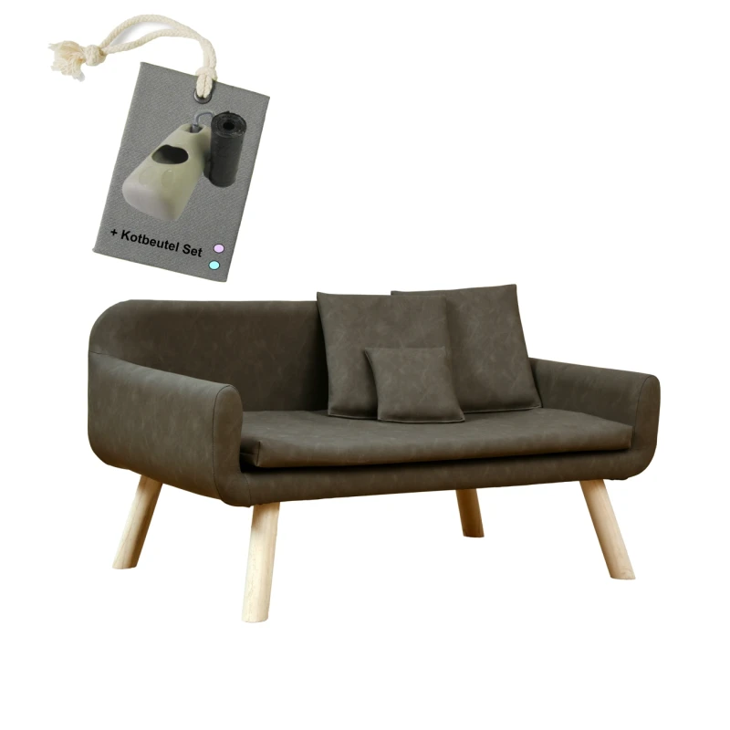 fressnapf Rohrschneider Hundesofa für mittlere Hunde abwaschbares Kunstleder taupe