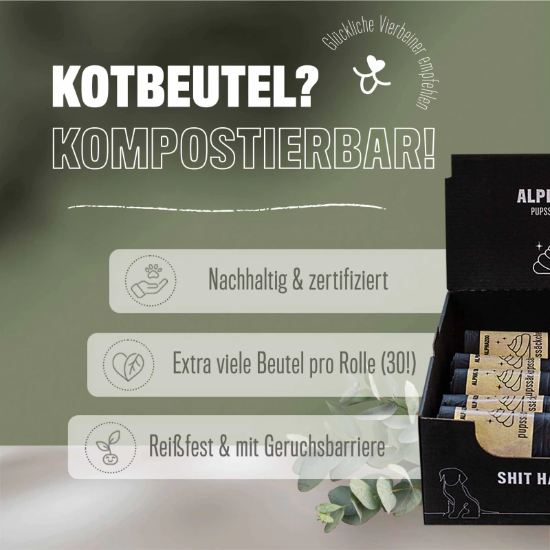 fressnapf ALPHAZOO Pupssäckchen Kotbeutel 600 Stück für Hunde I Kompostierbare Hundekotbeutel Vierteljährliche Förderung