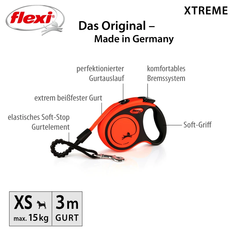 fressnapf Flexi XTREME Gurt-Rollleine orange/ schwarz XS 3 m Speichern exportieren