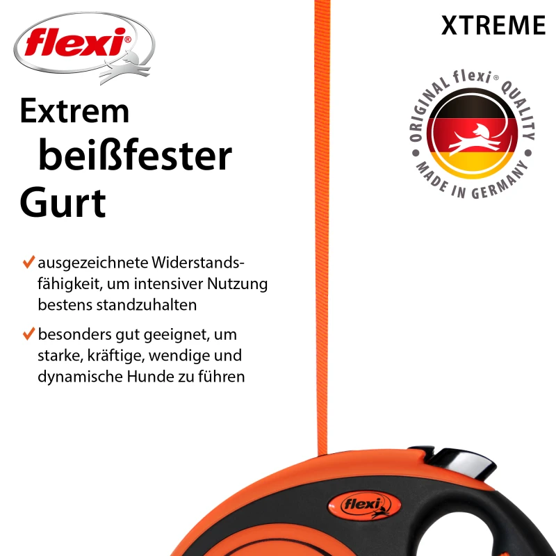 fressnapf Flexi XTREME Gurt-Rollleine orange/ schwarz XS 3 m Speichern exportieren