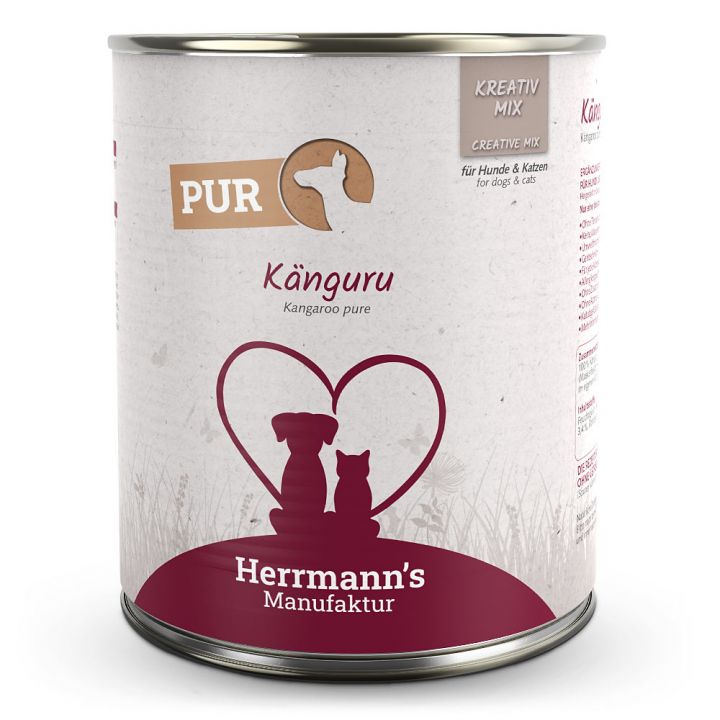 petspremium Herrmann's Känguru Reinfleisch Kreativ-Mix Ergänzung Nassfutter 24 x 800 g