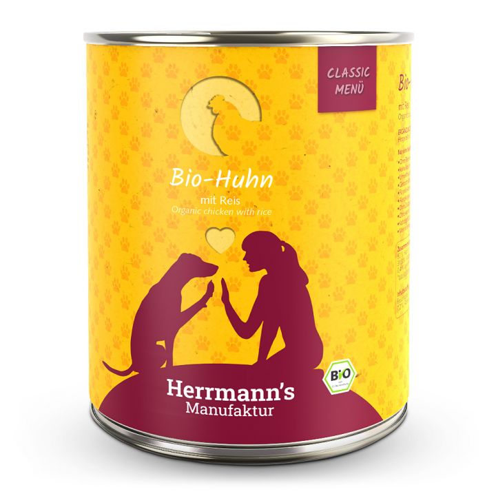petspremium Herrmann's Bio-Huhn mit Reis Classic Nassfutter 12 x 800 g