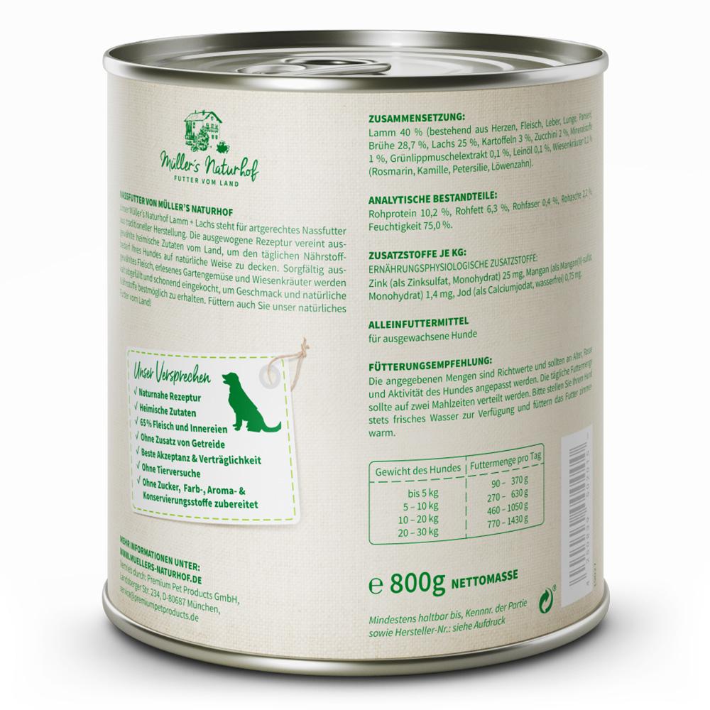 petspremium Müller’s Naturhof Lamm und Lachs Traditionell Nassfutter 6 x 800 g Blitzverkäufe