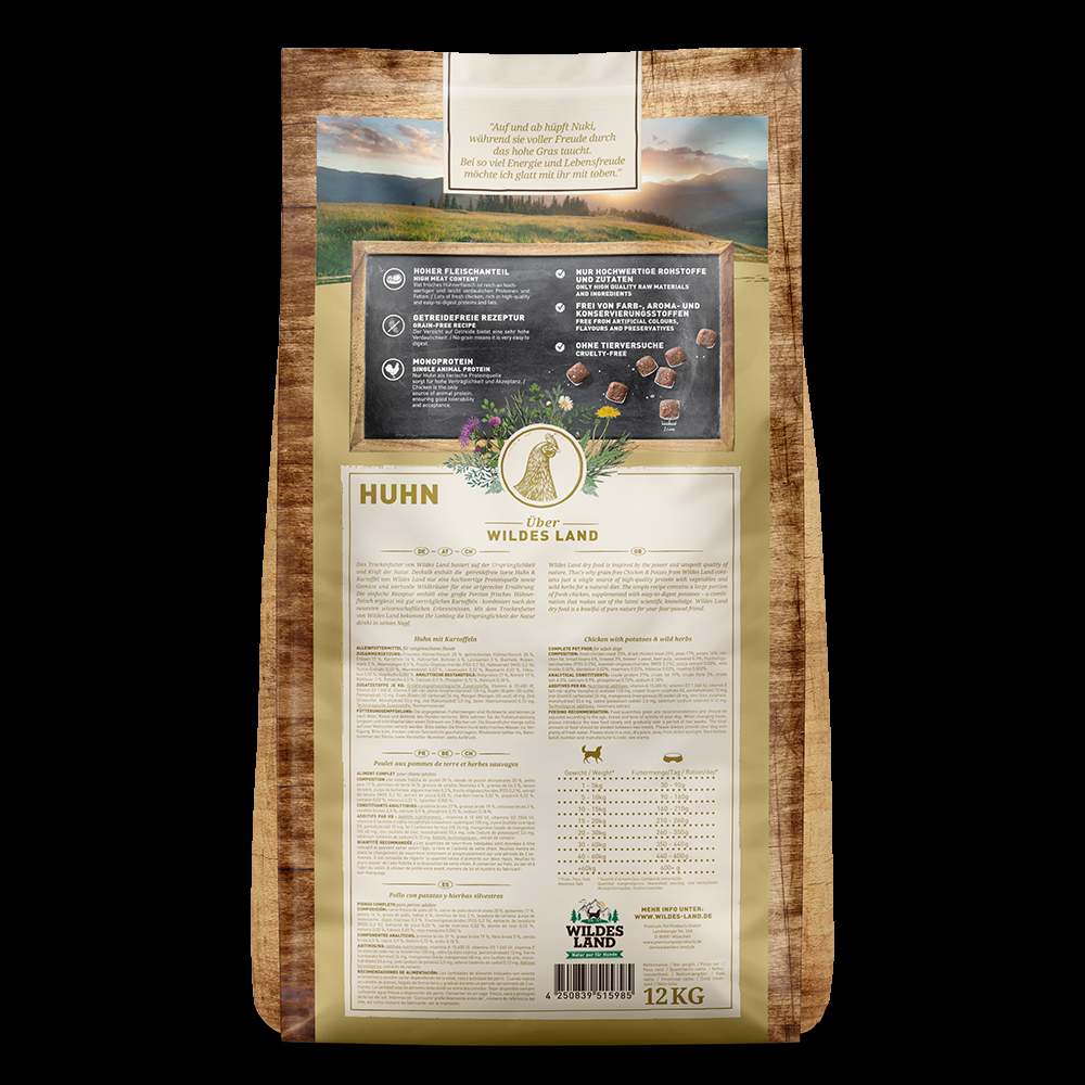 petspremium Wildes Land Huhn mit Kartoffeln und Wildkräutern Classic Adult Trockenfutter 2 x 12 kg Blitzangebot
