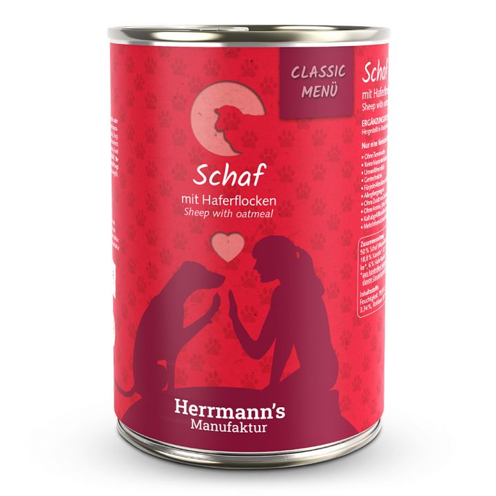 petspremium Herrmann's Schaf mit Haferflocken Classic Nassfutter 48 x 400 g Versandkostenfrei