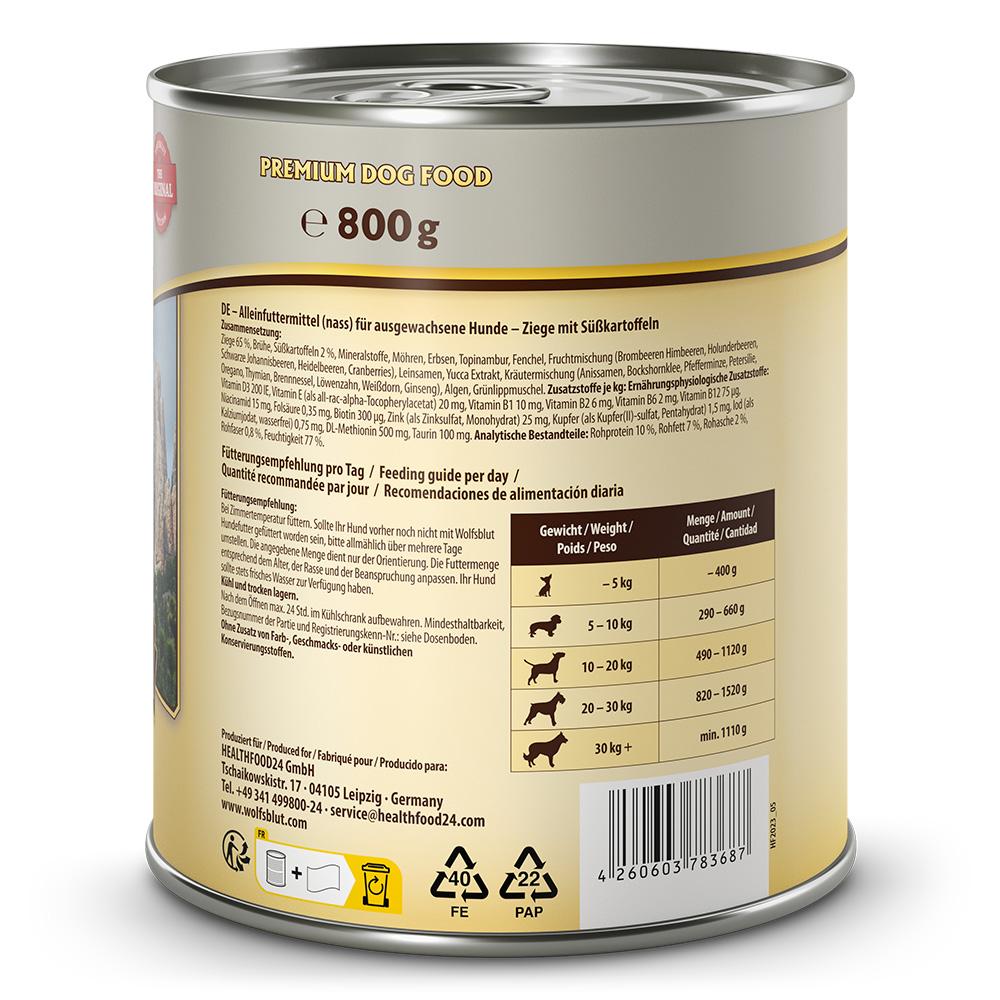petspremium Wolfsblut Grey Peak - Ziege mit Süßkartoffeln Adult Nassfutter 6 x 800 g Black Friday