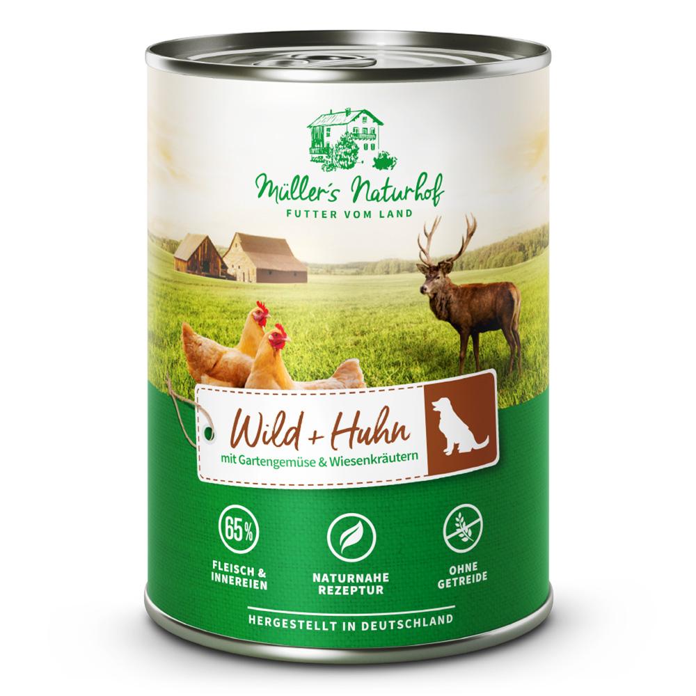 petspremium Müller’s Naturhof Wild und Huhn Traditionell Nassfutter 24 x 400 g Muttertagsangebot