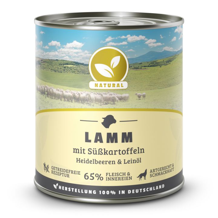 petspremium Natural Lamm mit Süßkartoffeln Heidelbeeren und Leinöl Nassfutter 12 x 800 g Valentinstagsangebot