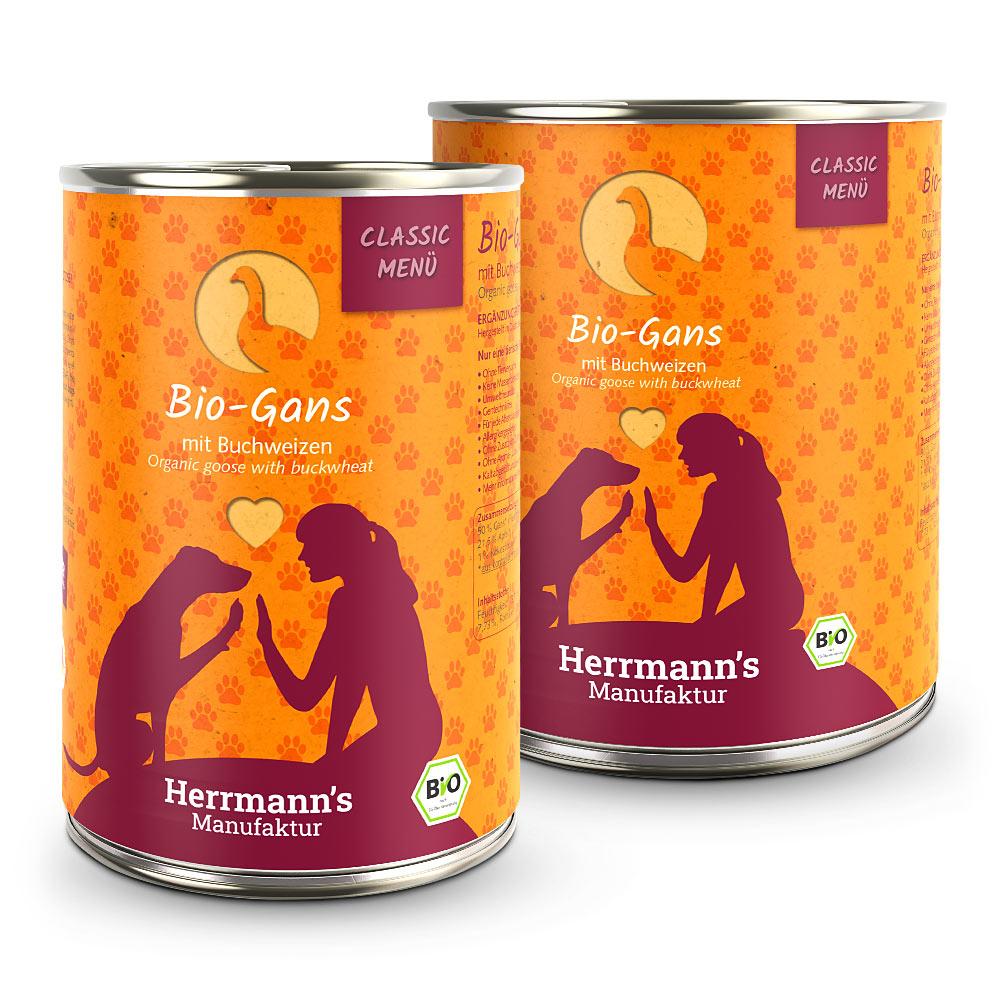 petspremium Herrmann's Bio-Gans mit Buchweizen Classic Nassfutter 24 x 400 g Jubiläumsangebot