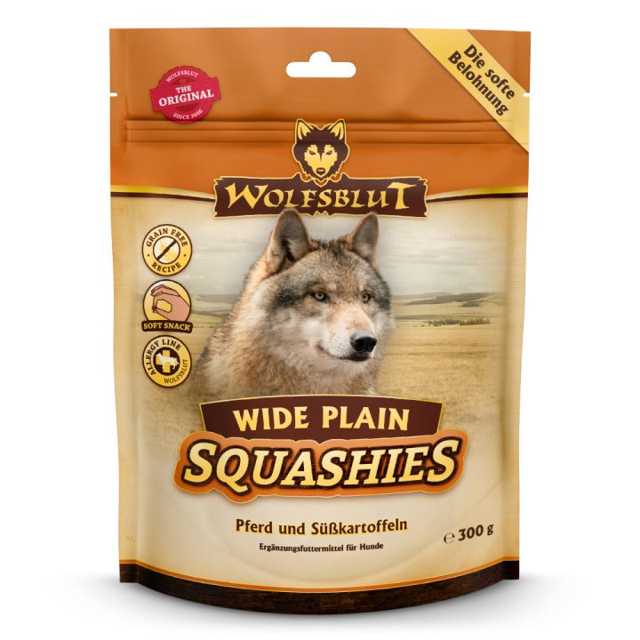 petspremium Wolfsblut Wide Plain - Pferdefleisch und Süßkartoffel Squashies Snack 6 x 300 g Exklusive Angebote