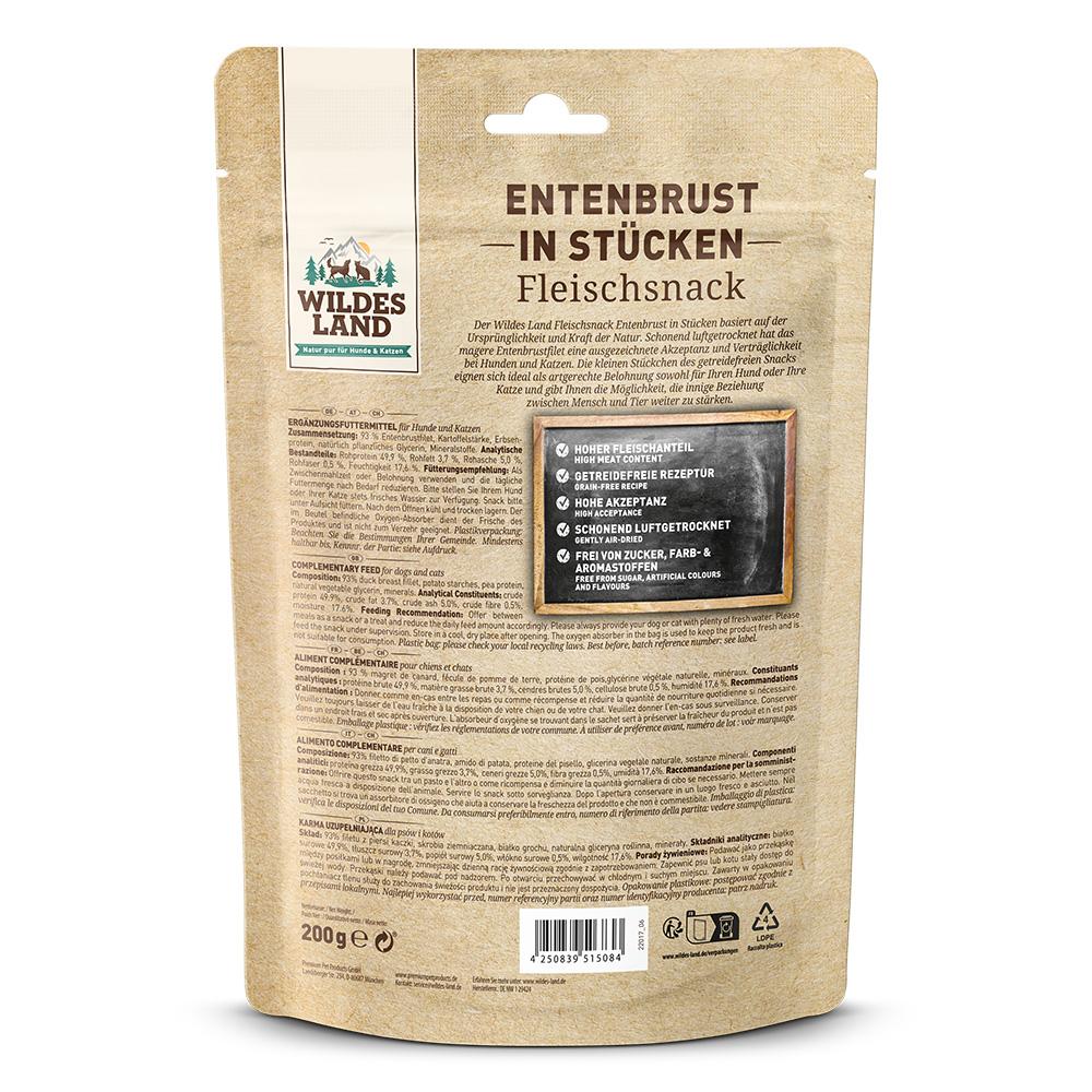 petspremium Wildes Land Entenbrust in Stücken Fleischsnacks Snack 8 x 200 g Saisonale Angebote