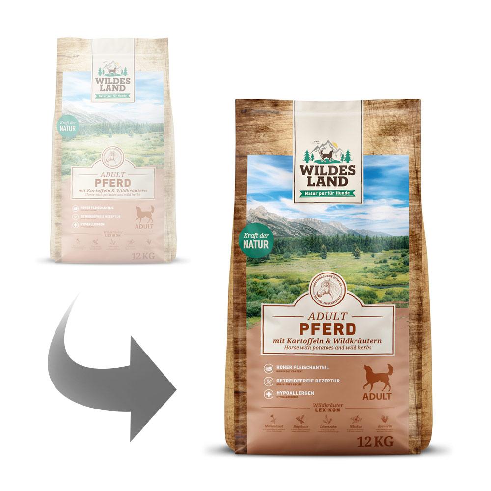 petspremium Wildes Land Pferd mit Kartoffeln und Wildkräutern Classic Adult Trockenfutter 2 x 12 kg 50% Rabatt mit kostenlosem Versand