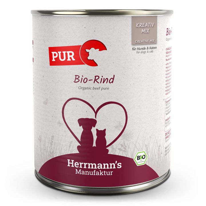 petspremium Herrmann's Bio Rind Reinfleisch Kreativ-Mix Ergänzung Nassfutter 24 x 800 g Blitzverkäufe