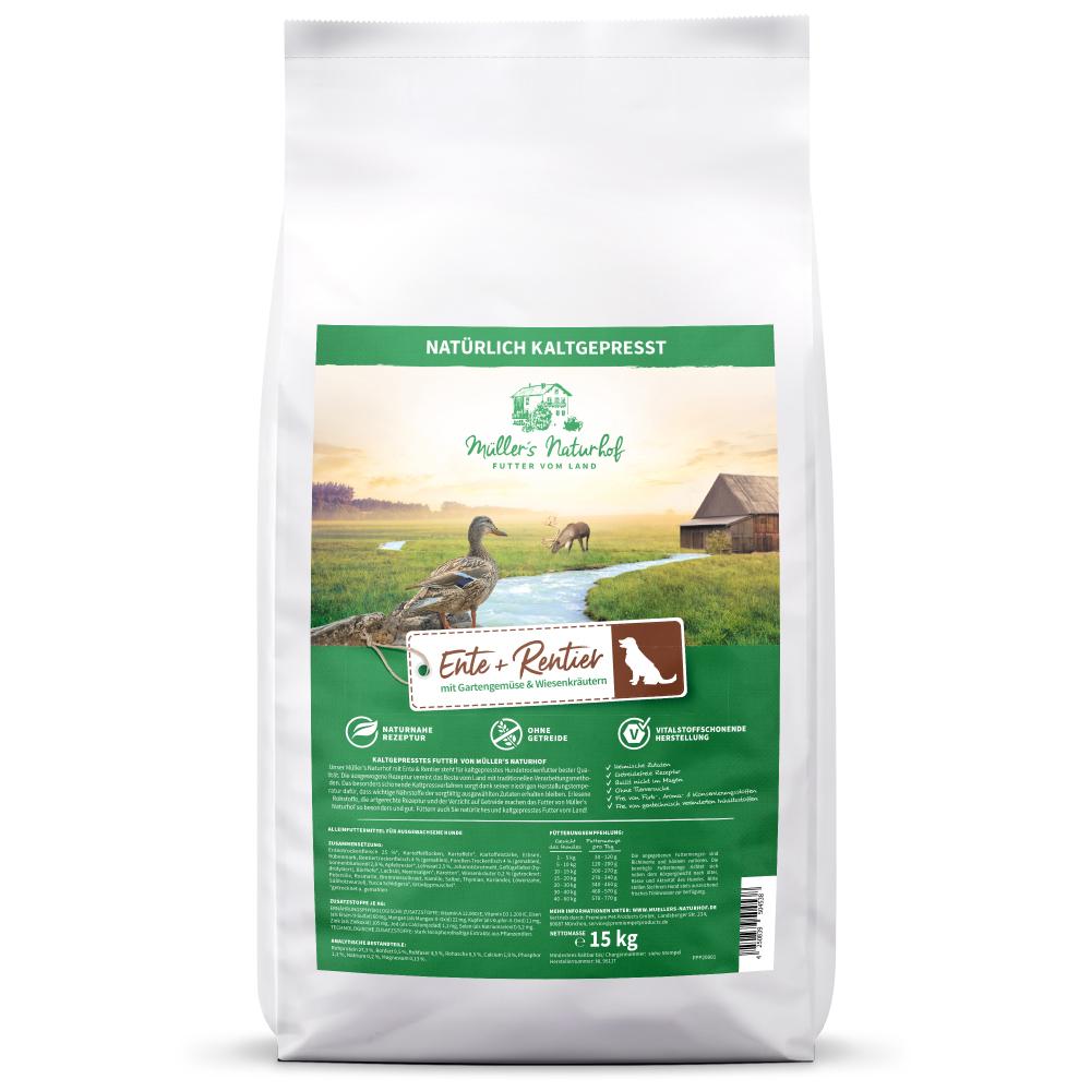 petspremium Müller’s Naturhof Ente und Rentier Getreidefrei Trockenfutter 2 x 15 kg Fabrik Onlineshop