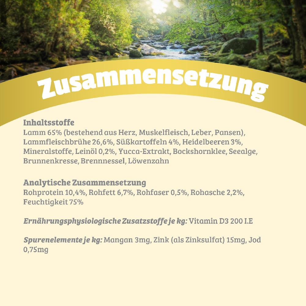petspremium Natural Lamm mit Süßkartoffeln Heidelbeeren und Leinöl Nassfutter 24 x 800 g Fabrikpreis