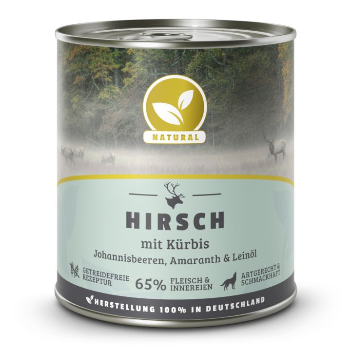 petspremium Natural Hirsch mit Kürbis Johannisbeeren Amaranth und Leinöl Nassfutter 12 x 800 g Saisonschlussverkauf