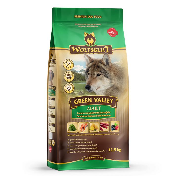 petspremium Wolfsblut Green Valley - Lamm und Lachs Adult Trockenfutter 2 x 12 5 kg Jubiläumsangebot