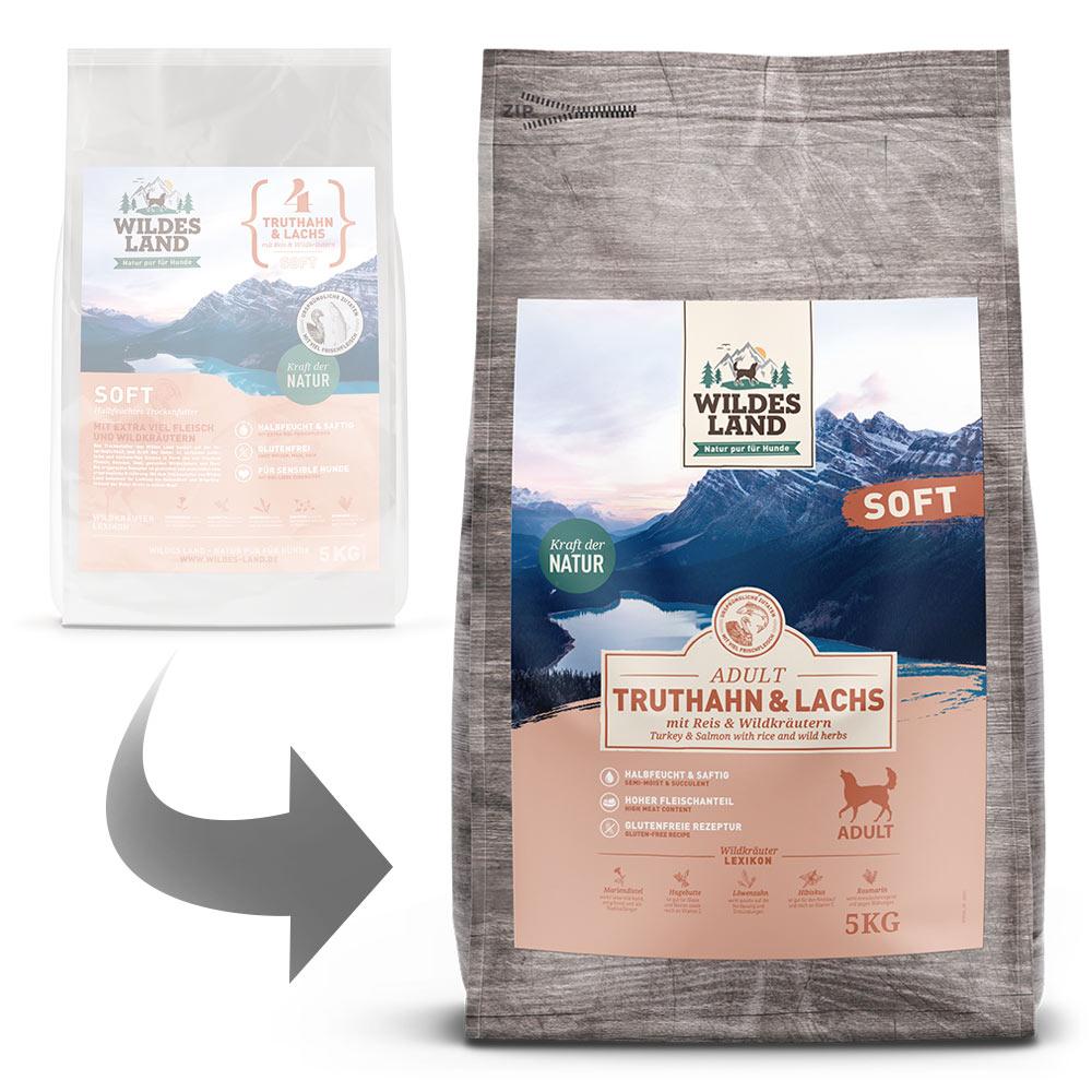 petspremium Wildes Land Truthahn und Lachs mit Reis und Wildkräutern Soft Adult Trockenfutter 3 x 5 kg Lagerräumung