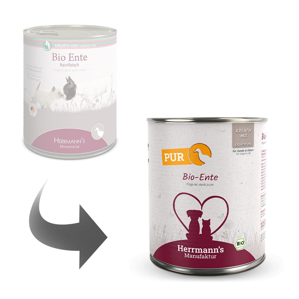 petspremium Herrmann's Bio Ente Reinfleisch Kreativ-Mix Ergänzung Nassfutter 24 x 800 g Letzter Tag