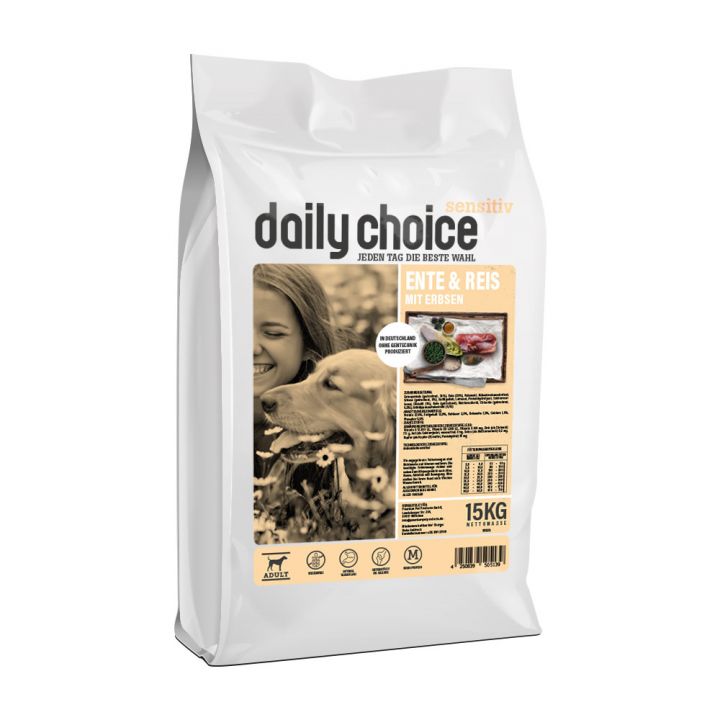 petspremium daily choice Ente und Reis mit Erbsen Sensitiv Trockenfutter 2 x 15 kg