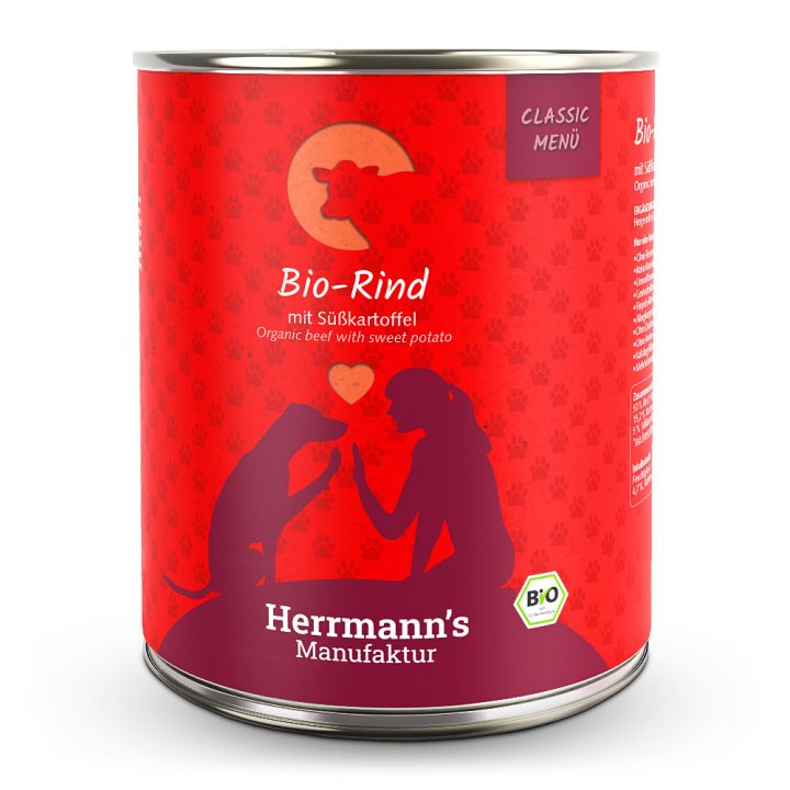petspremium Herrmann's Bio-Rind mit Süßkartoffeln Classic Nassfutter 6 x 800 g