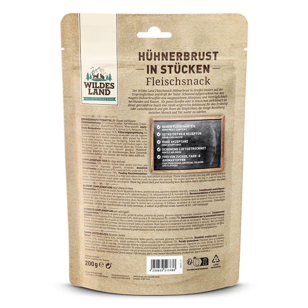 petspremium Wildes Land Hühnerbrust in Stücken Fleischsnacks Snack 8 x 200 g Cyber Monday