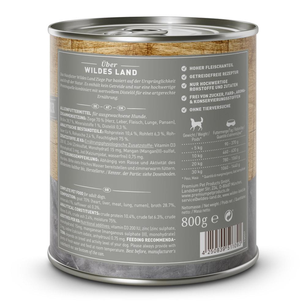 petspremium Wildes Land Ziege mit Distelöl PUR Adult Nassfutter 6 x 800 g Weihnachtsangebot