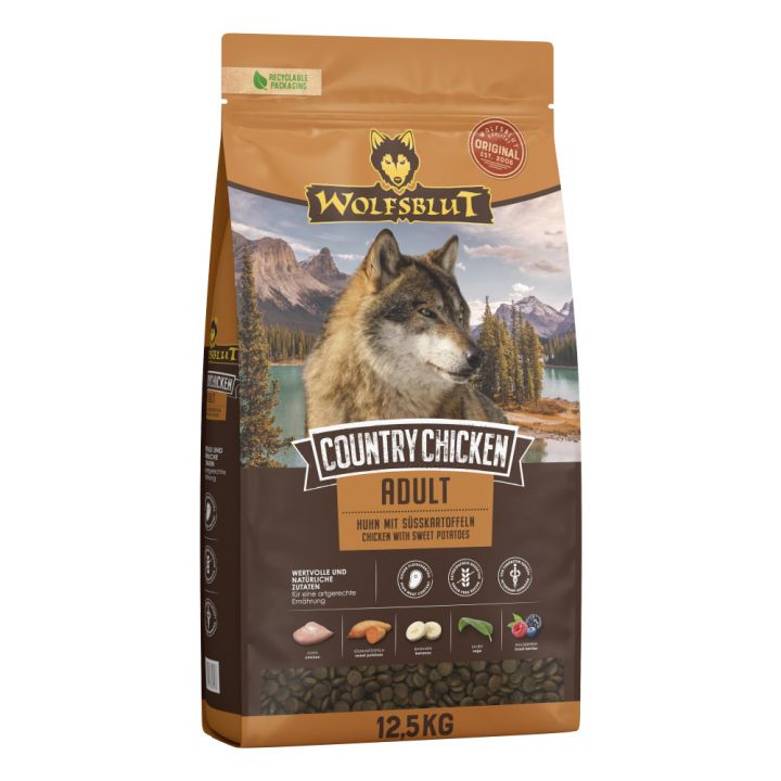 petspremium Wolfsblut Country Chicken - Huhn und Süßkartoffeln Adult Trockenfutter 12 5 kg Wochenangebot