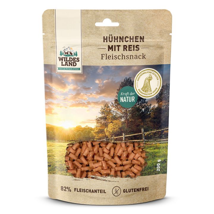 petspremium Wildes Land Hühnchen mit Reis Fleischsnacks Snack 8 x 200 g