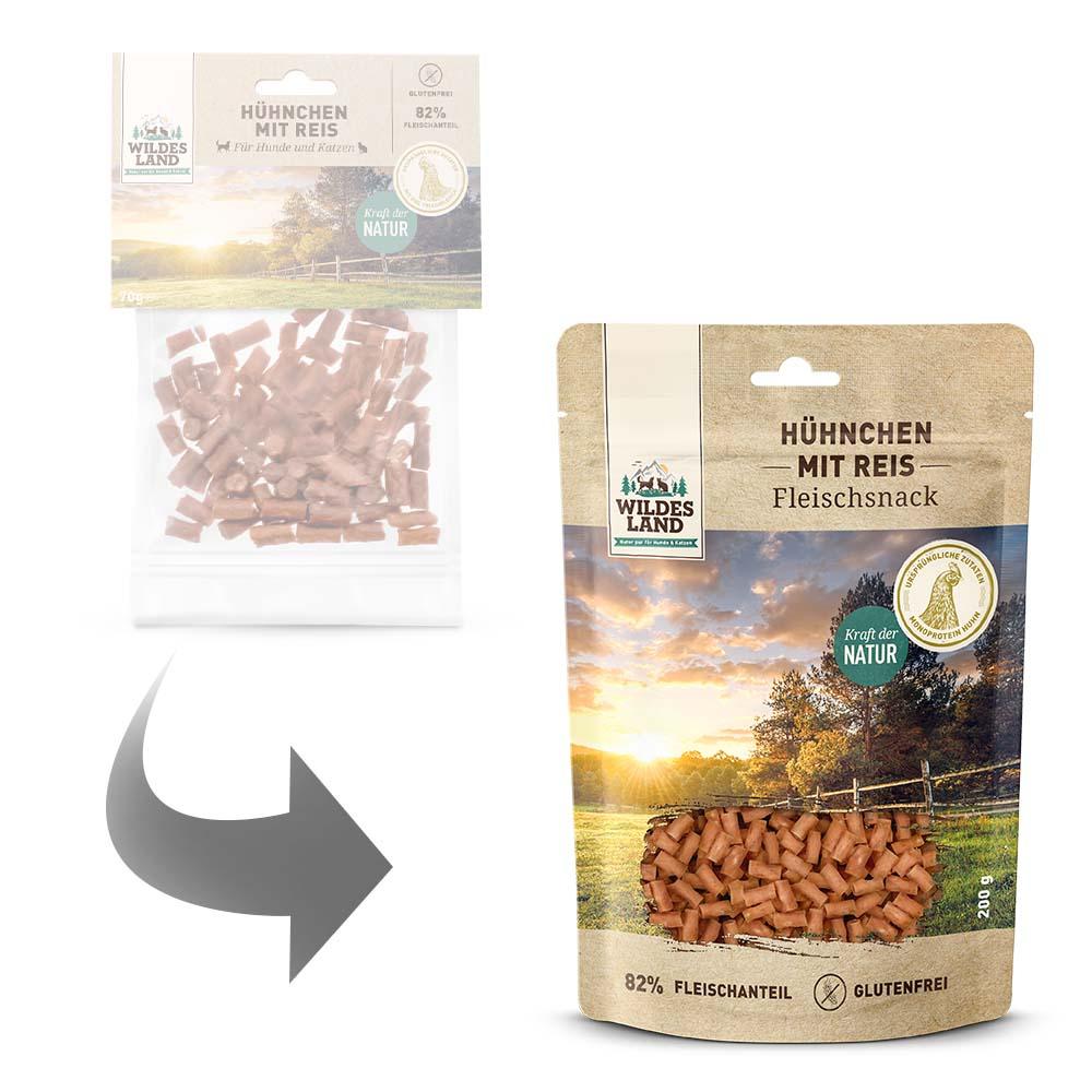 petspremium Wildes Land Hühnchen mit Reis Fleischsnacks Snack 8 x 200 g Nur noch ein Tag übrig