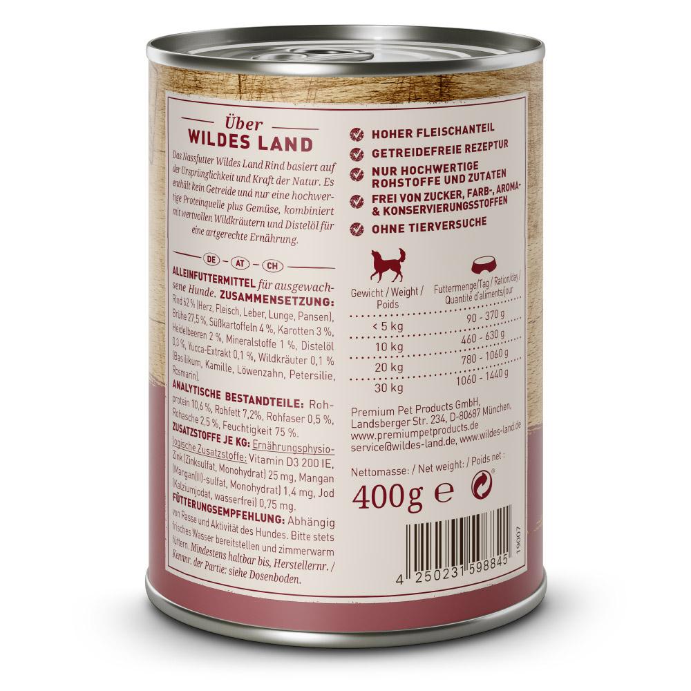 petspremium Wildes Land Rind mit Süßkartoffeln Heidelbeeren Wildkräutern und Distelöl Classic Adult Nassfutter 6 x 400 g Verkauf