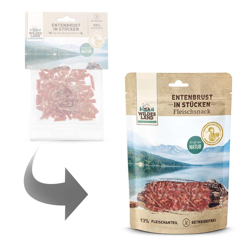 petspremium Wildes Land Entenbrust in Stücken Fleischsnacks Snack 200 g Heißer Verkauf