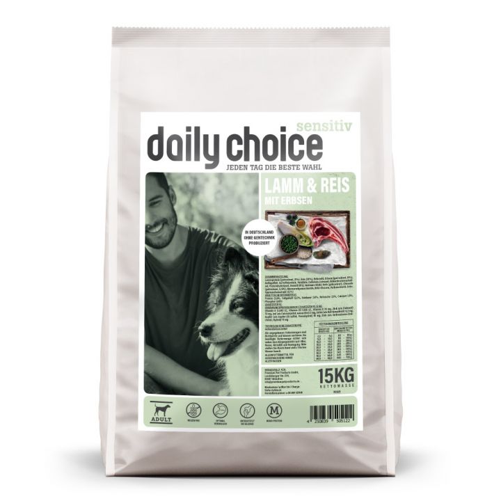 petspremium daily choice Lamm und Reis mit Erbsen Sensitiv Trockenfutter 15 kg Bestseller